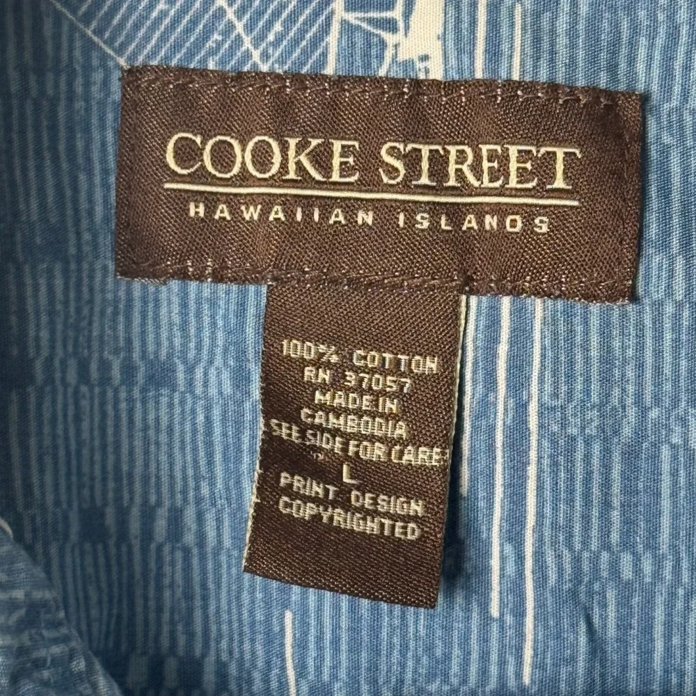 Cooke Street Button Down Shirt Mens L‎ Blue White Sailboat Nautical Print Cotton